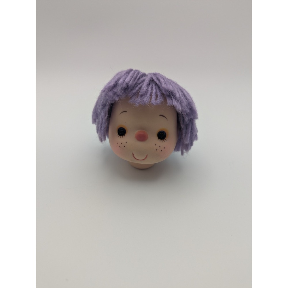 Vintage‎ Doll Head Replacement Purple Yarn Hair Freckles Hong Kong Collectible